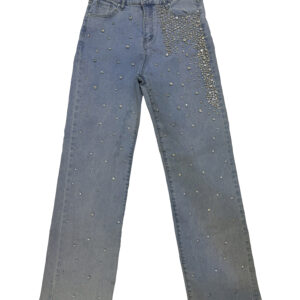 jean pitillo light blue – cintura corset con cordones y strass