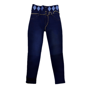 jean pitillo deep blue – pretina con rombos y cadena dorada