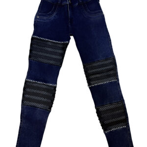 jeans skinny "shadow net" de tiro alto con paneles calados de malla y estoperoles
