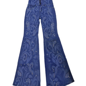 jeans acampanados "arabesque flare" de tiro alto con estampado láser y pedrería