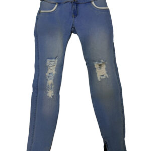 jeans skinny "golden bloom" de tiro alto con pretina bordada y cierres en basta